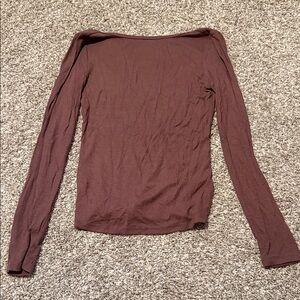 Nuuds long sleeve ribbed high neck low back shirt in coffee MD